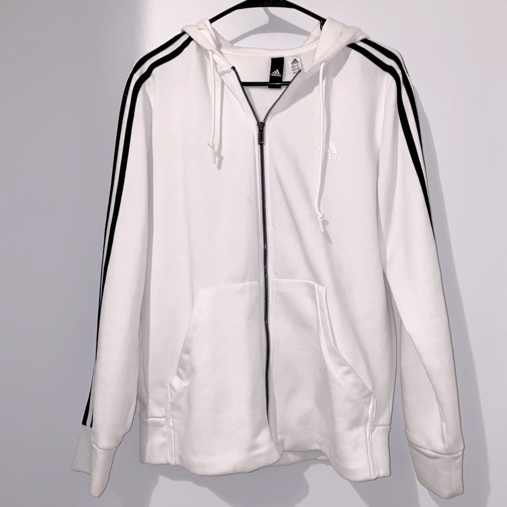 Adidas white jacket☁️